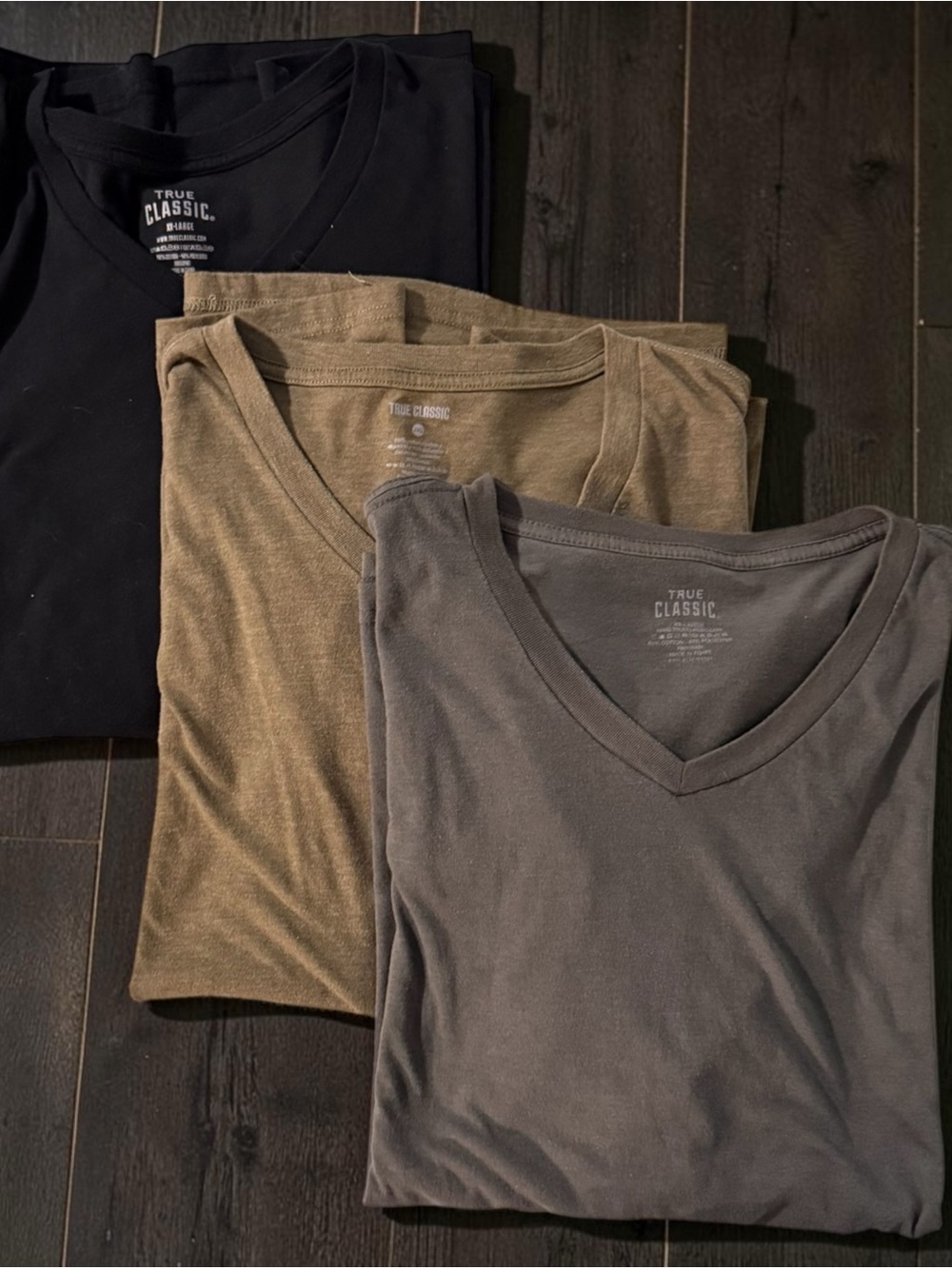 True Classic | V-Neck Tee Trio - Black, Khaki, Gray
